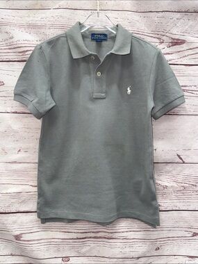 Polo by Ralph Lauren Olive Grey Pique Top with Yellow Logo Tag